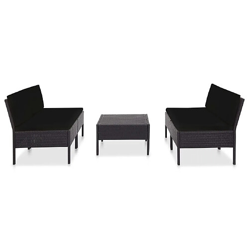 Maison Chic Salon de jardin 5 pcs + coussins - Mobilier/Meubles de jardin - Table et chaises d'extérieur Résine tressée Noir -MN74640