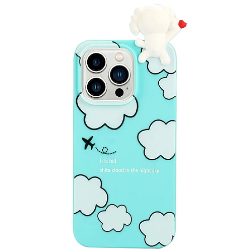 Coque en TPU anti-rayures, anti-chocs avec motif 3D pour votre iPhone 14 Pro - nuage