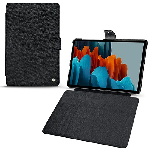 Housse cuir Samsung Galaxy Tab S7 - Rabat portefeuille - Noir élégant ( Noir / Black ) - NOREVE