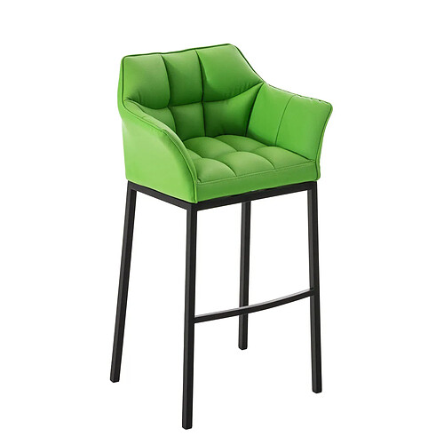 Decoshop26 Tabouret de bar chaise haute de comptoir couture carrées assise en PVC vert 4 pieds stables en métal noir 10_0004687