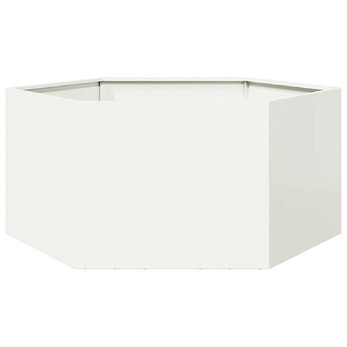 vidaXL Jardinière blanc hexagone 104x90x45 cm acier