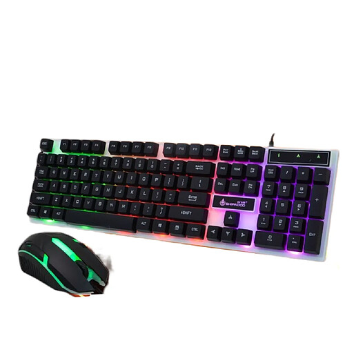 General Combo clavier et souris filaire, clavier anti-ghosting pleine taille avec touches multimédia + souris optique 7D 1600 DPI, éclairage RVB/ensemble de bureau pour PC portable Mac Xbox(noir)