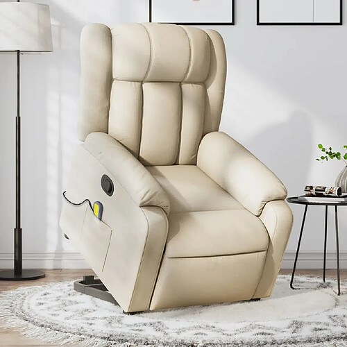 vidaXL Fauteuil inclinable de massage Crème Tissu