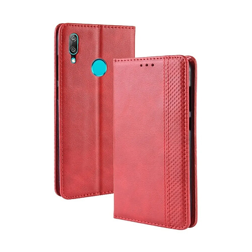 Wewoo Housse Coque Étui en cuir à boucle magnétique avec texture rétro à pour Hu(2019) / Prime (2019), support et emplacements pour cartes porte-monnaie (rouge)