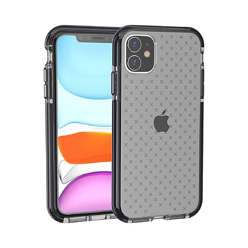 Wewoo Coque Souple Pour iPhone 11 Grille Motif Antichoc Transparent TPU Housse de protection Noir