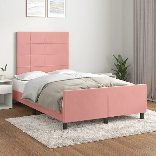 Maison Chic Lit adulte - Cadre Structure de lit avec tête de lit Contemporain Rose 120x200 cm Velours -MN97347