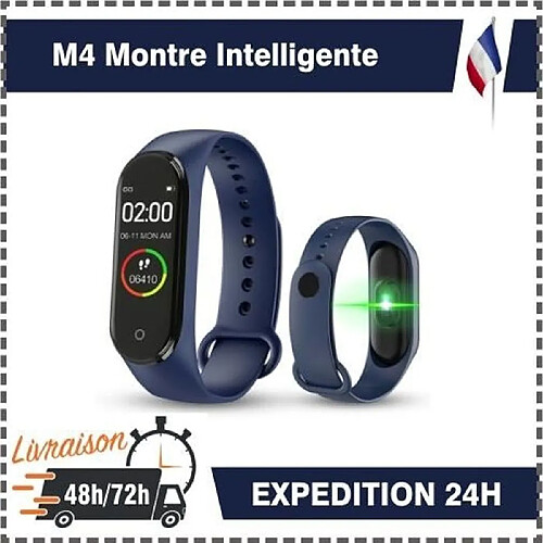 Montre connectee Sport M4 Smartwatch Bracelet intelligent frequence sante (Bleu)