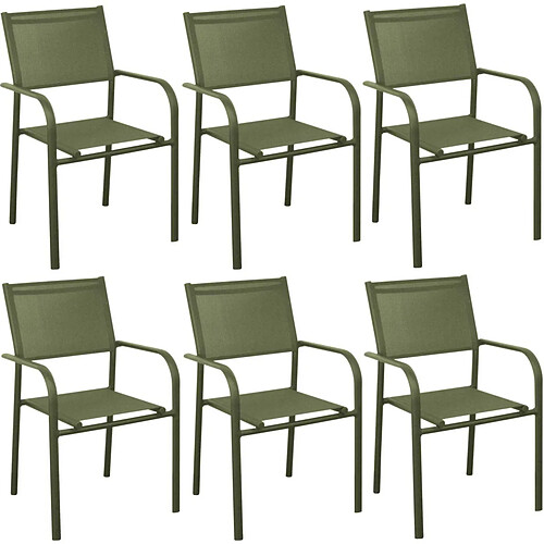 ALIZÉ Fauteuil en aluminium Duca (Lot de 6) Vert.