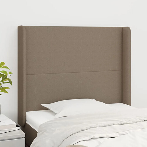 vidaXL Tête de lit avec oreilles Taupe 103x16x118/128 cm Tissu