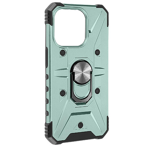 Avizar Coque Bague pour iPhone 15 Pro Bumper Antichoc Série ArmoRing Bump Vert