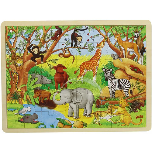 Goki - 2041640 - Puzzle En Bois À Encastrement - Afrique - 48 Pièces