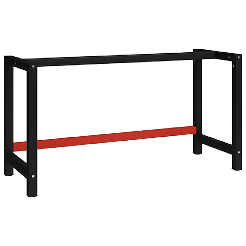 vidaXL Cadre de banc de travail Métal 150x57x79 cm Noir et rouge