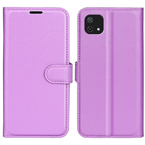 Etui en PU texture litchi, anti-empreinte digitale avec support, violet pour votre Oppo A16e