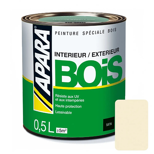 Peinture Bois Satin - APARA-0.5 litre-Blanc cassé (RAL 1015)