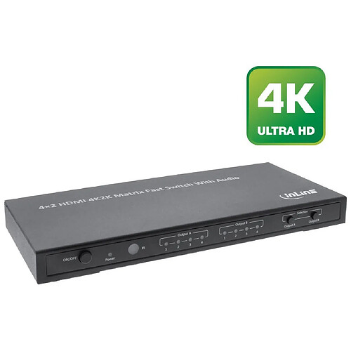 Commutateur matriciel InLine® HDMI 4K UltraHD 4 ports d'entrée à 2 ports de sortie