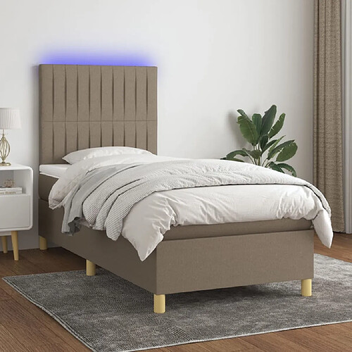 Sommier à lattes,Cadre à lattes de lit et matelas et LED pour Adulte Taupe 100x200cm Tissu -MN99843