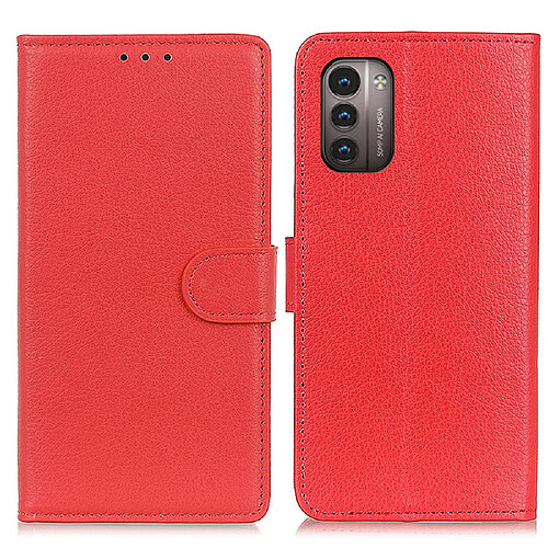 Etui en PU texture litchi avec support, rouge pour Nokia G11/G21