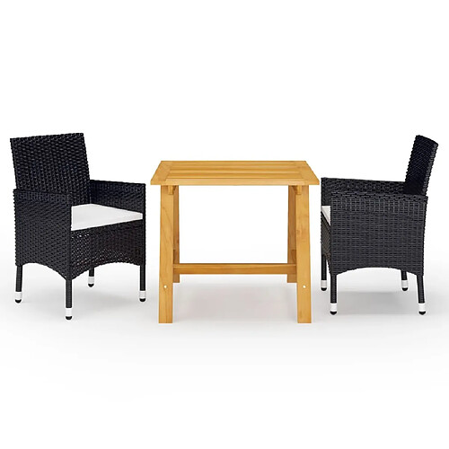 Salle à manger de jardin 3 pcs,Table et chaise à dîner Noir -MN72857