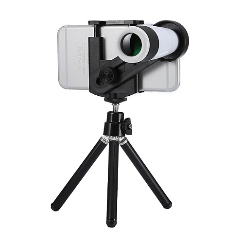 Wewoo Télescope pour iPhone Samsung HTC LG Sony Huawei Lenovo Xiaomi et autres Smartphones Blanc la largeur comme 5.5cm-8.5cm Téléphone Mobile Universel 12x Zoom Optique Téléobjectif Lens Kit Convient