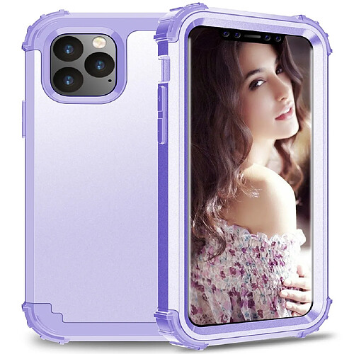 Wewoo Coque Rigide Pour iPhone 11 Pro PC + Silicone Protection anti-chute téléphone portable en trois parties Couverture mauve