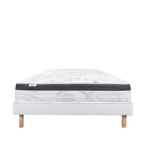 LUXURY LITERIE Ensemble matelas Sleeplux 90x190 cm + sommier blanc ep 13cm