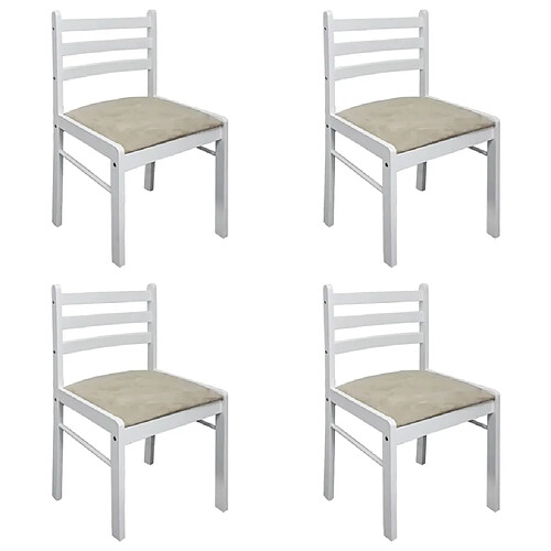 Decoshop26 Lot de 4 chaises de salle à manger cuisine design classique hévéa solide et velours blanc CDS021237