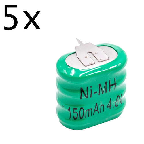 vhbw 5x NiMH pile bouton de remplacement pour type 4/V150H 3 épingles 150mAh 4,8V convient pour les batteries de modélisme etc.