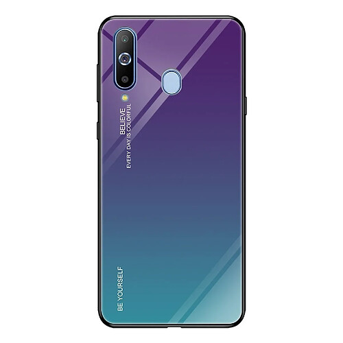 Wewoo Coque Pour Galaxy A8s Gradient Color Glass Case Violet