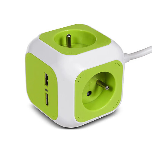 Bloc multiprise Magic Cube 4-prises/ 2 entrées USB 1.4m GreenBlue GB118