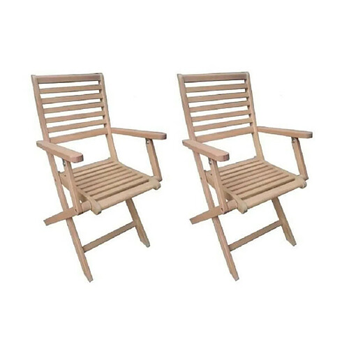 Lot de 2 fauteuils pliantes de jardin en eucalyptus FSC - 57,5x56x90cm