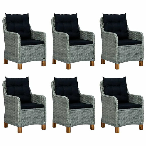 Maison Chic Mobilier à dîner 7 pcs et coussins- Ensemble table et chaises d'extérieur - Salon/Mobilier de jardin classique Résine tressée Gris clair -MN92533