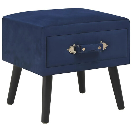 Helloshop26 Table de nuit chevet commode armoire meuble chambre bleu 40x35x40 cm velours 1402067