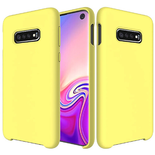 Coque en silicone liquide mou jaune pour votre Samsung Galaxy S10e