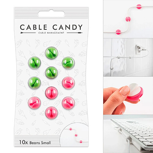 Cable Candy - Porte-câble et Gestion des câbles - Small Beans Mix - Vert/Rose