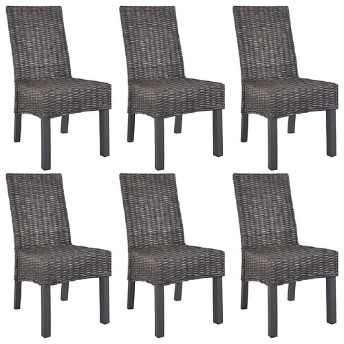 Maison Chic Lot de 6 Chaises à manger,Chaise pour cuisine marron rotin Kubu et bois de manguier -MN98330