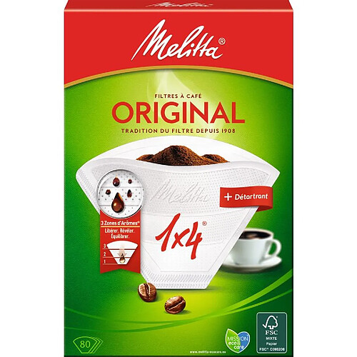 Melitta filtre à café 1x4 - 80 pièces