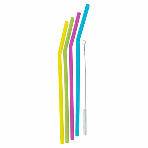 Paris prix pailles réutilisables avec goupillon en silicone - lot de 4