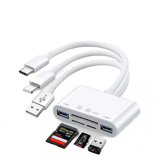 Lecteur de carte micro SD 5-en-1 - Blanc