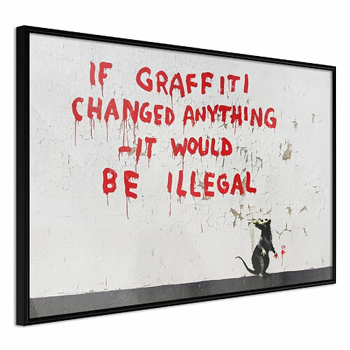 Paris Prix Affiche Murale Encadrée Banksy If Graffiti Changed Anything - Multicolore
