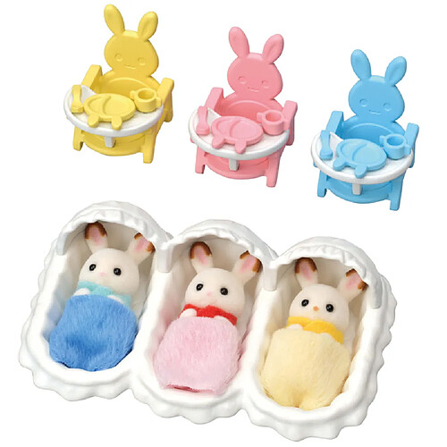 Sylvanian families set figurines triplés lapin chocolat