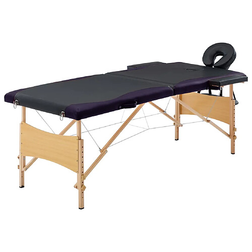 vidaXL Table de massage 2 zones - Noir
