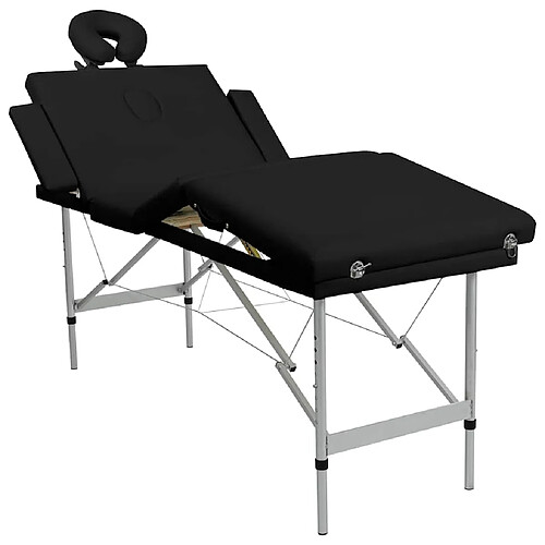 vidaXL Table de massage pliable noir 4 zones