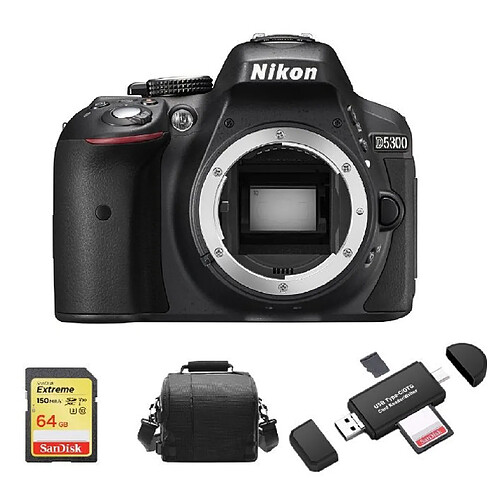 Nikon D5300 Body + 64GB SD + Camera Bag