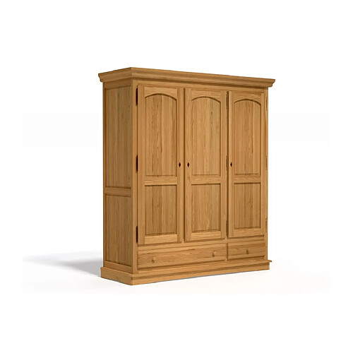 Decopin Armoire 3 portes avec tiroirs - Bois clair