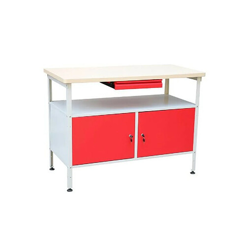 DEFITEC Etabli à double porte - Rouge/Blanc · Reconditionné