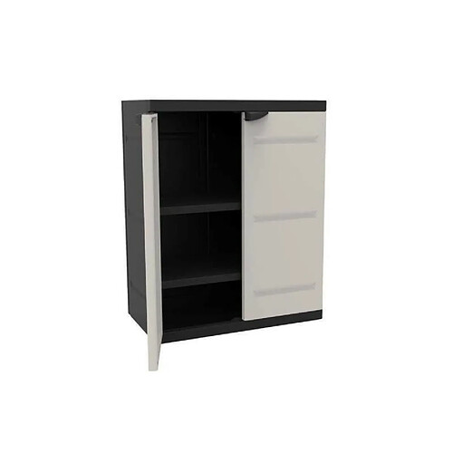 PLASTIKEN Armoire basse 2 portes - Beige/Noire