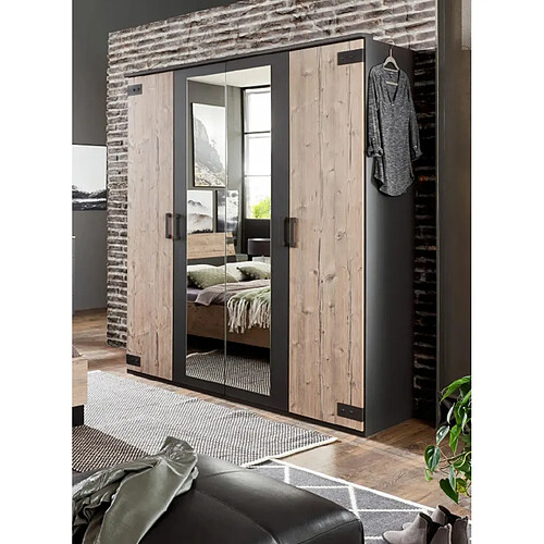 Pegane Armoire placard - Chêne