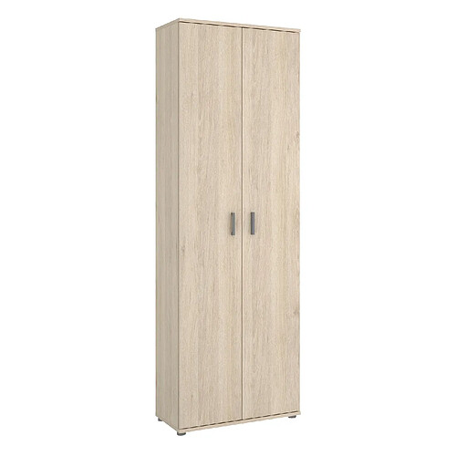 Pegane Armoire en panneaux de particules mélaminés coloris chêne naturel - Longueur 60.9 x Profondeur 35.3 x Hauteur 190.2 cm