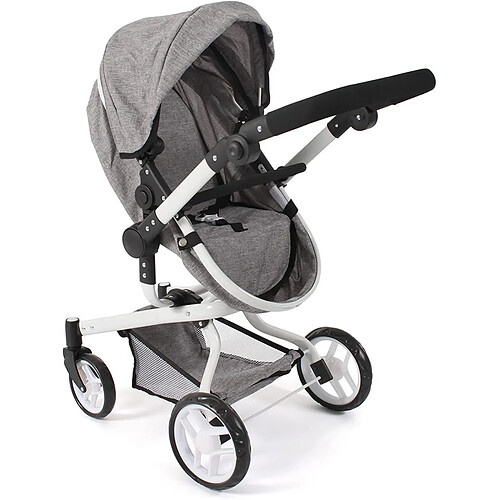 MUSTERKIND Chariot pour poupées jumelles - Barlia gris/blanc en bois