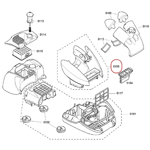 Bosch Boîtier complet pour aspirateur traîneau